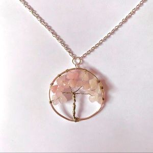 NECKLACE - rose quartz tree of life